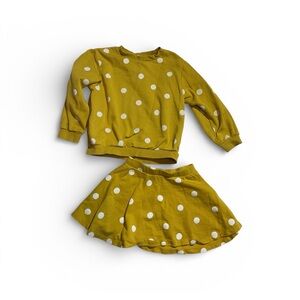 H&M Yellow Top and skirt set with White Polka Dots